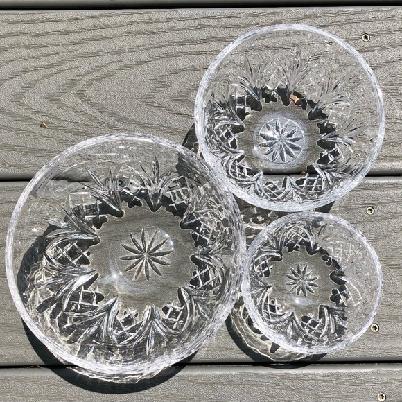 DUBLIN CRYSTAL BOWL SET  3 PIECES DIAMETER: 3 3/4, 5", 6", CRYSTAL COLLECTION - Picture 8 of 10
